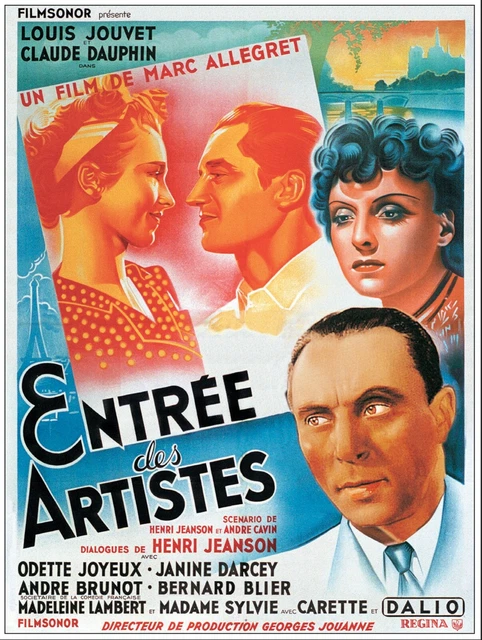 Entrée Des Artistes, Louis Jouvet, Repro Affiche Cinema Vintage, (60X80)