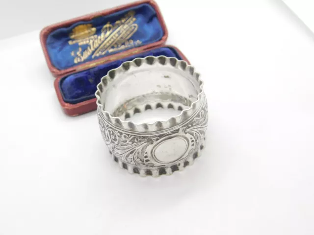 Victorian Silver Plated Floral Napkin Ring Antique c1880 3