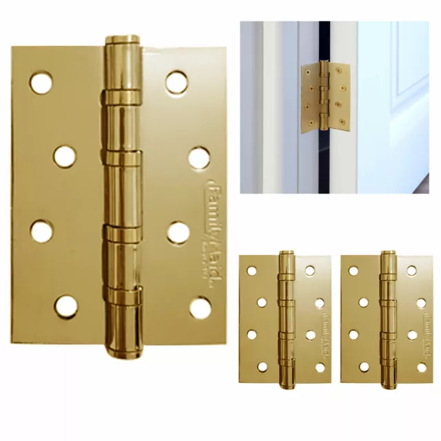 3 pc 4" Door Hinge Brass Heavy Duty Interior Exterior Square Corner Thick Strong