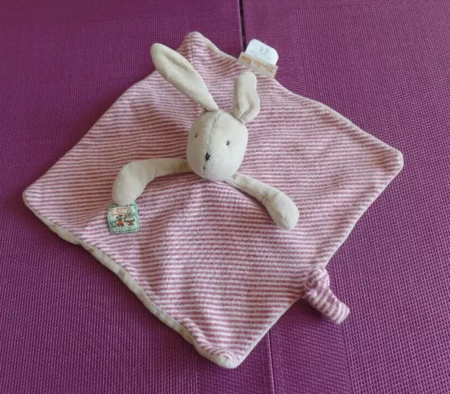 T1G / doudou plat lapin rayé rouge la grande famille MOULIN ROTY