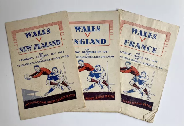 Rugby League Programmes 1947, Wales v New Zealand, England, 1948 v France