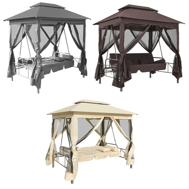 3SITZER HOLLYWOODSCHAUKEL GARTENSCHAUKEL Pavillon Seitenwände