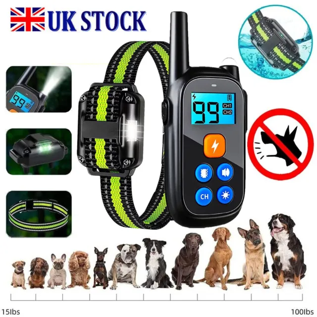 Anti Bark Electric Shock Dog Pet Training E-Collar Obedience Remote Control uk