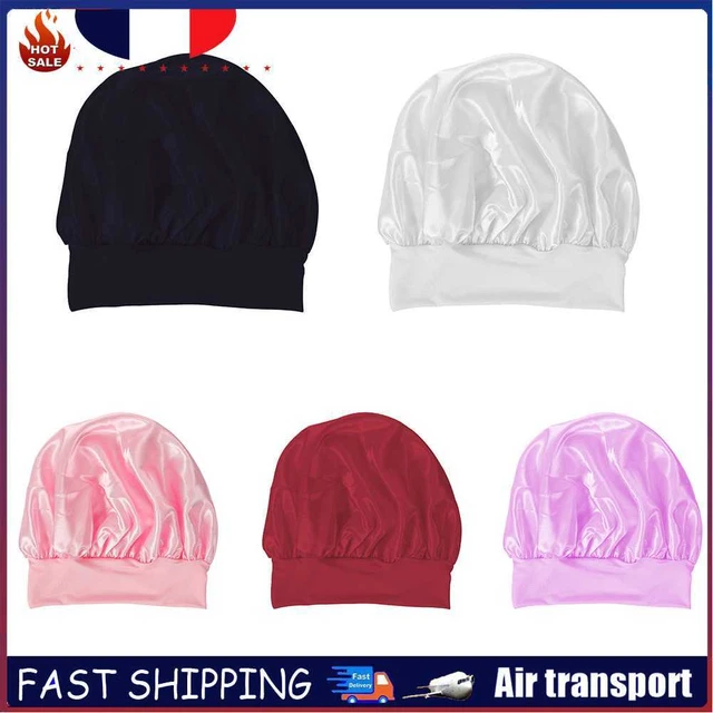 Women Night Sleep Hair Cap Double Layer Satin Silk Headwear Adjustable Night Hat