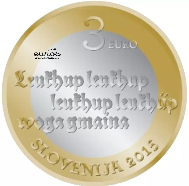 Pièce commémorative 3 euros SLOVENIE 2015 - Anniversaire du 1er texte imprimé