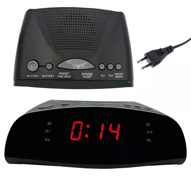 Radio Sveglia Digitale Doppio Allarme Display Led Radiosveglia Da Comodino Am Fm