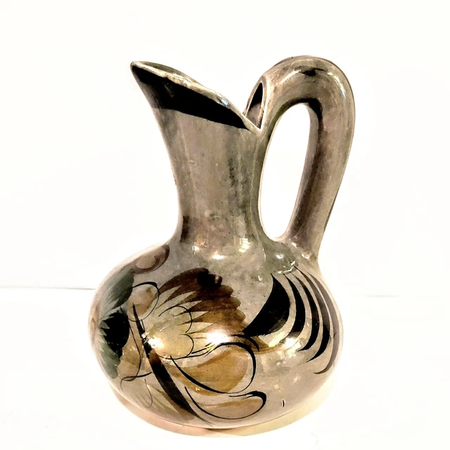 Tonala Burnished Clay Vase Charro Scene Signed by Pottery Artist