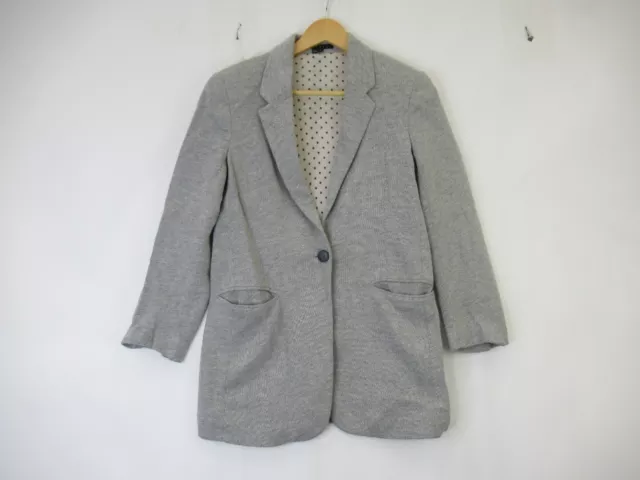 Theory 100% Cotton Blazer Jacket Ladies UK 10 Grey Smart Casual Button Pockets