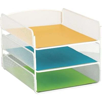 Safco Onyx Triple Tray Desk Organizer- White 11 3/4inLx9 1/4inWx8inH