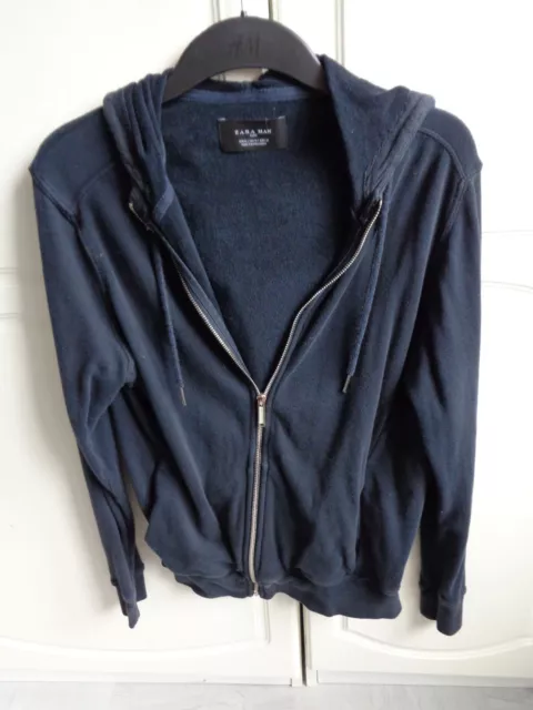 ZARA man Herren/Jungen Sweatjacke dunkelblau, Gr. M mit Kaputze