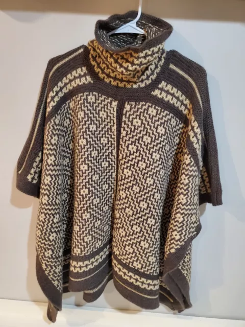 Lauren Ralph Lauren Southwestern Turtleneck Wool Blend Poncho Size L/XL