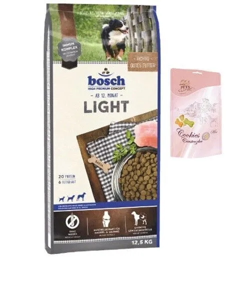 12,5 kg de nourriture pour chien Bosch Adult Light + biscuits pour chien Lolo