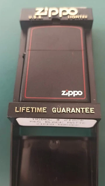 1991 Zippo black matte red border model 218ZB  new vintage rare NOS black red