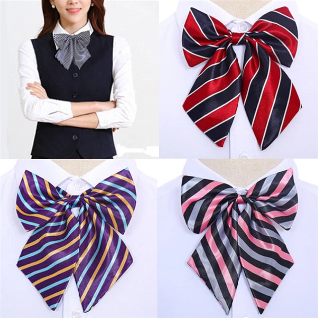 Women Bowties Striped Bow Ties Silk Tie Bow Tie Butterfly Neck Wear Collar IR_dx