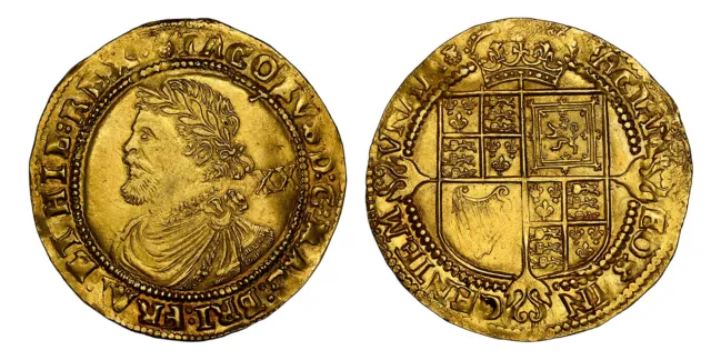England James I. (1621-23)-(thistle) AV Laurel. NGC AU55. SCBC-2638A; Fr.-242.