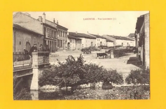 LARONXE (54) BOVINS à l'ABREUVOIR & CHARIOTS aux VILLAS animées début 1900