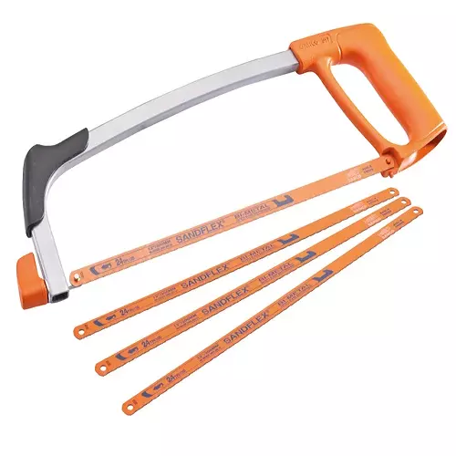 BAHCO 317 Hacksaw Frame with 3x Free Bi-Metal Cutting Blades 300mm Heavy Duty