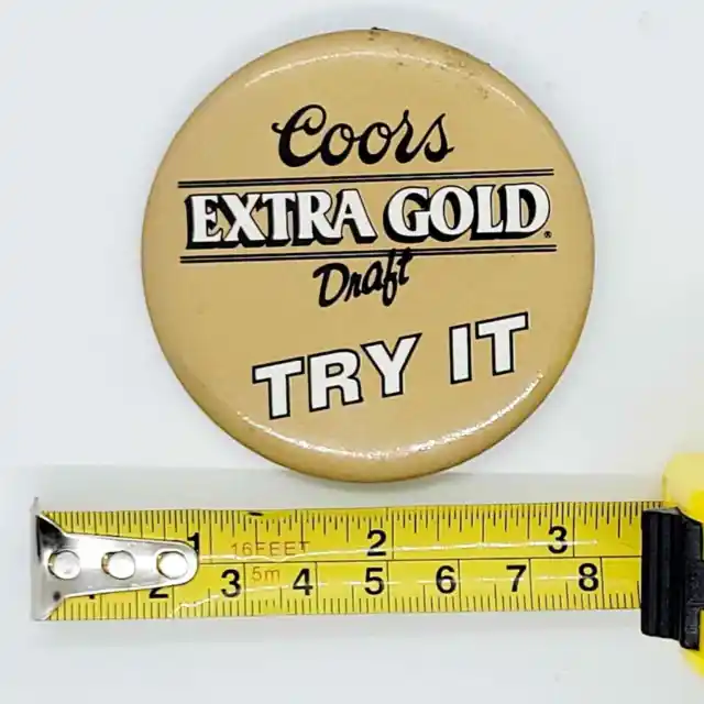 Vintage Coors Extra Gold Draft Pinback Button "Try It"