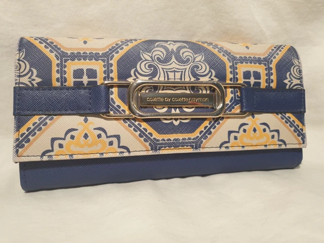 COLETTE HAYMAN TRENDY Clutch Purse Wallet Hand Bag Navy Design