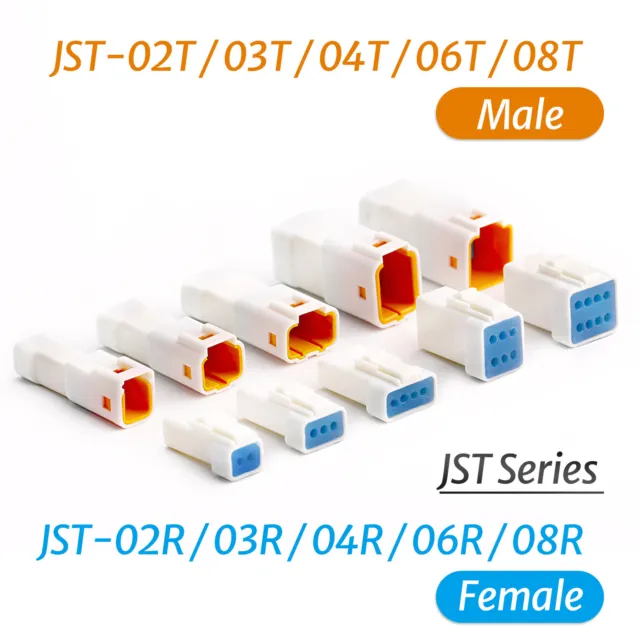 JST-T/R-JWPF-VSLE 2Pin to 8Pin JST Series Waterproof Connector Plug/Socket Kits