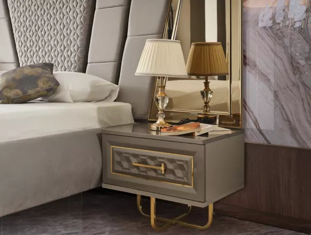 Luxe Chambre à Coucher Table de Chevet Lits Lit 3tlg. Set Complet Design 2