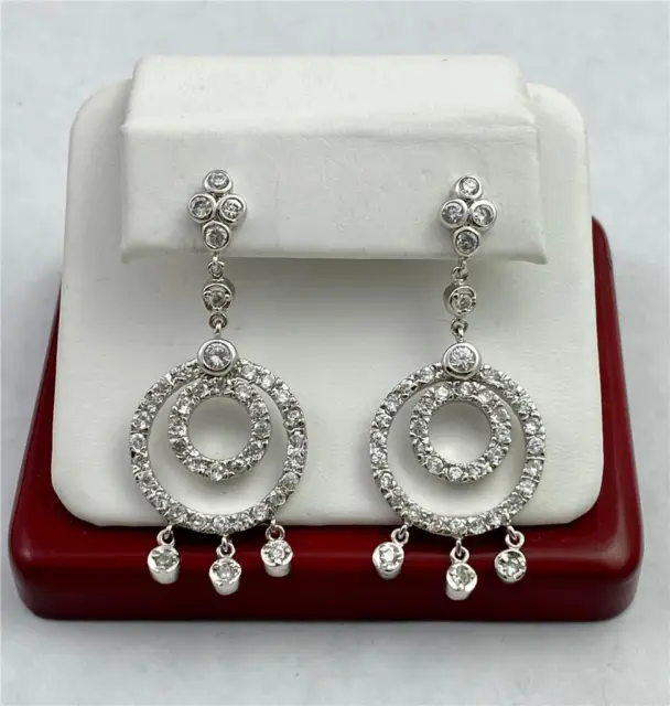 925 Sterling Silver & Clear CZ Stones Dangle Post Earrings