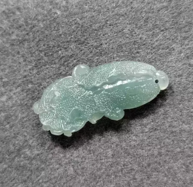 Hand Carved Green Burma Natural A Jadeite Jade Bok Choy Pendant Healing