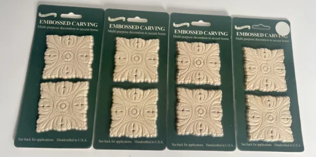 Embossed Carving Decor 4 Circle Hardwood Multi-purpose Accent Unpainted USA MADE