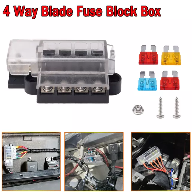 4 Way Blade Fuse Holder Box Compact Circuit & Cover Blue Sea Standard AU Stock