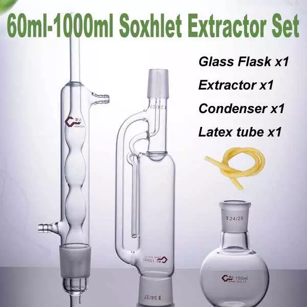 Laboratory 60ml-1000ml Soxhlet Extractor Kit Glassware Condenser Extraction Set