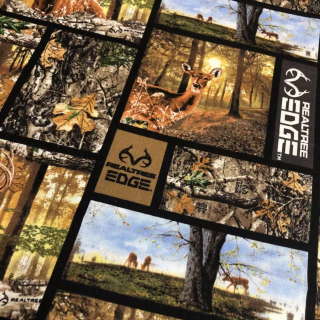 Fat Quarter FQ Real Tree Camo Blocks Buck Deer Cotton Fabric 1170 Continuous Cut