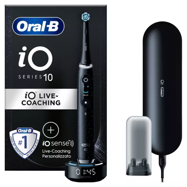 Oral-B Spazzolino Elettrico iO 10 Nero + 1 Testina,1 Custodia Da Viaggio ricaric