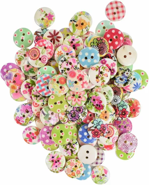 TRIXES Polka Dot Buttons x100 NEW Assorted Colourful Floral Gingham Polka Dot