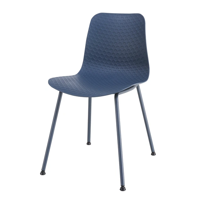 set da 4,sedia, eden, scrocca in polipropilene, blu, struttura in metallo.