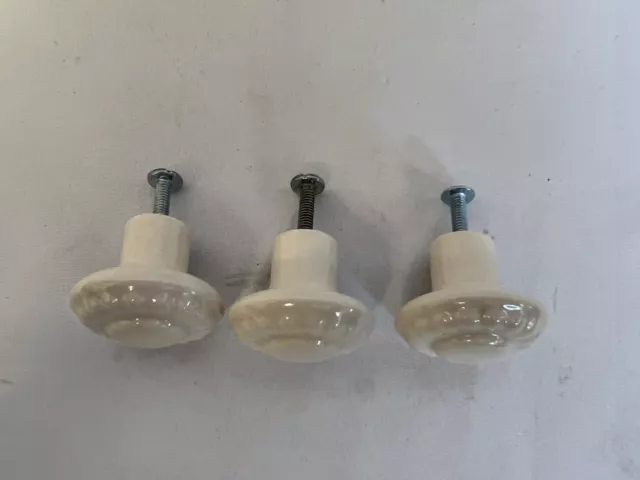 Vintage Ceramic Door Knobs Cabinet Drawer Cupboard Kitchen Pull Handle Lot Of 3