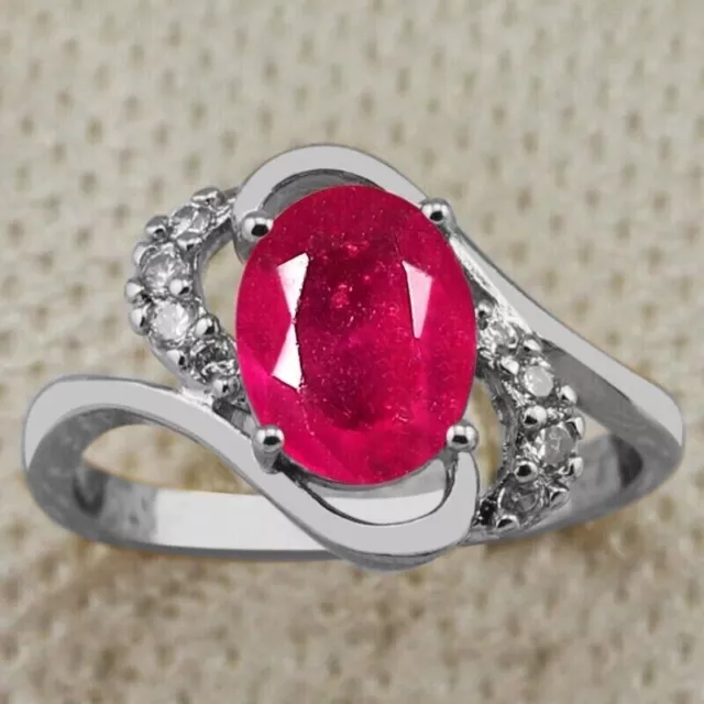 2.10Ct 100% Natural Burmese Red Ruby & IGI Certified Diamond Ring In 14KT Gold