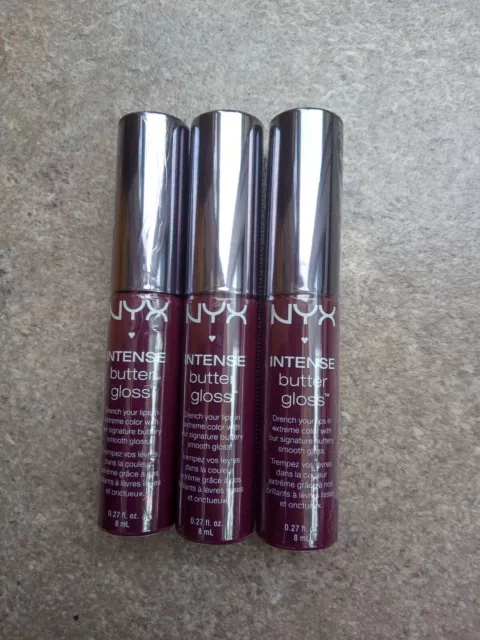 Nyx Intense Butter Gloss IBLG10 Black Cherry Tart Bundle of 3 x 8ml