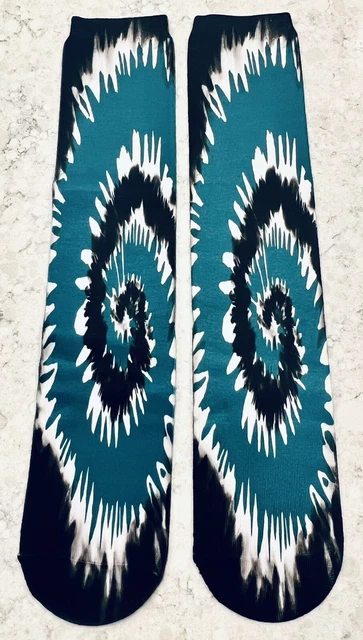 Tie Dye Teal and Black Knee High Sock - Single Pair - NEW - 10-4 Kids SIZE