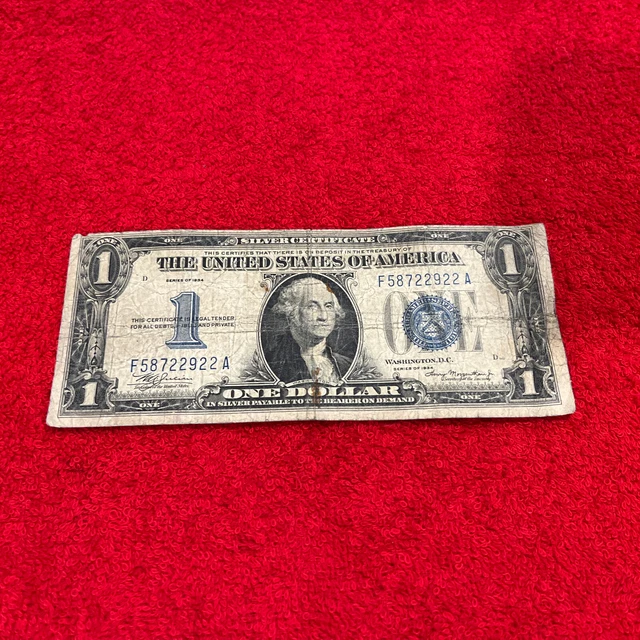 1934 One Dollar Bill • Silver Certificate Note • Funny Back • F58722922A