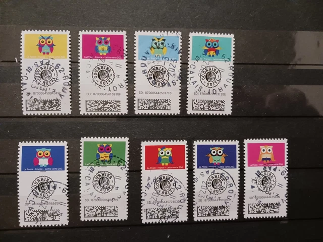 9 timbres du Carnet - Chouette - Lettre suivie -2022.  oblitérés cachets ronds