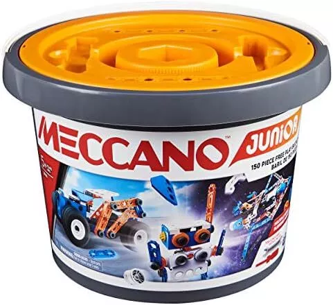 Meccano Junior 150 Piece Bucket STEAM Model Building Kit For Open Ended Play Fo