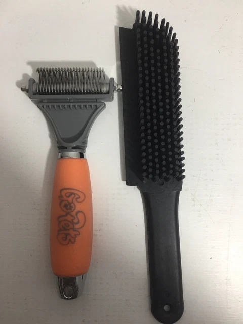 Gopets Professional Grooming Comb With Rubber Hair Removal Brush For Dogs/Cats