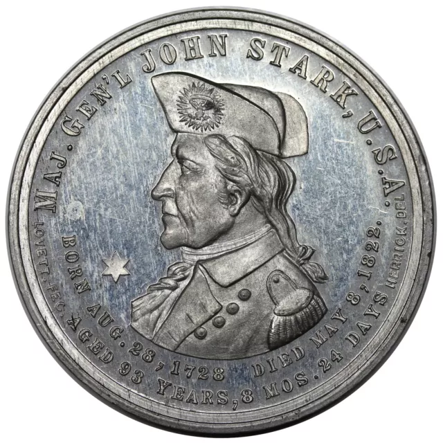 1878 Battle of Bennington Vermont Centennial Medal, White Metal, by Lovett
