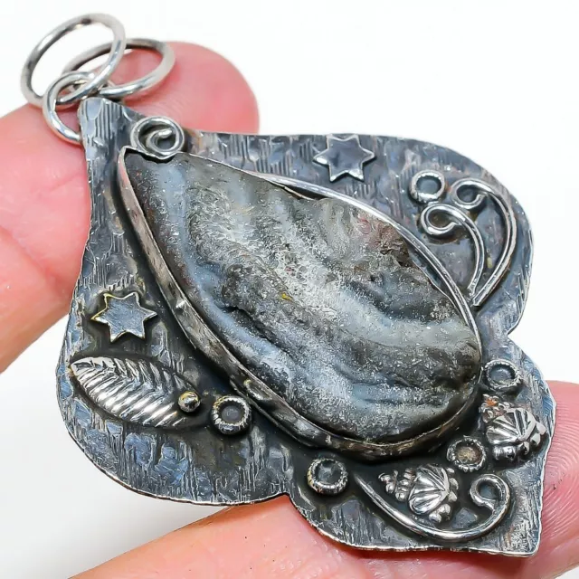 Desert Rose Druzy Gemstone 925 Sterling Silver Jewelry Pendant 2.88" Easter o924