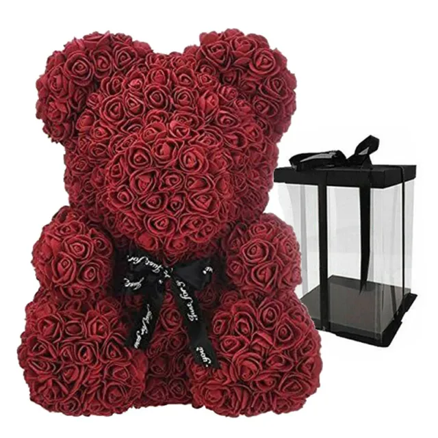 Artificial 25Cm Rose Teddy Bear Foam Valentines Day & Birthday With Gift Box