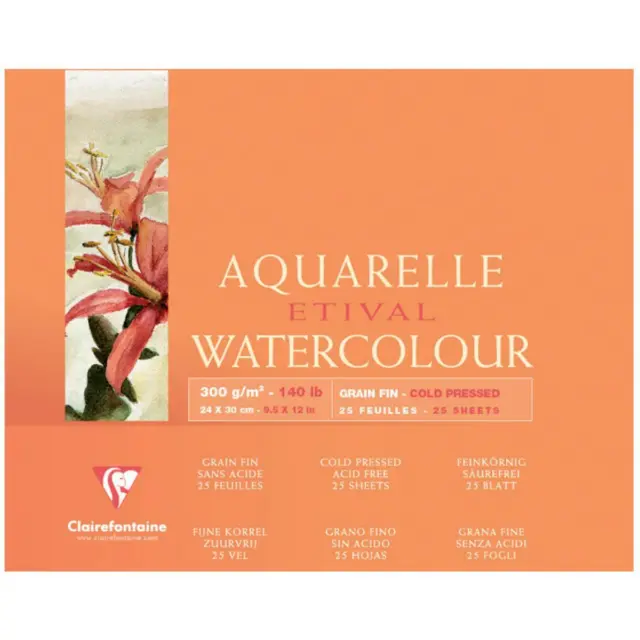 Künstlerblock Aquarelle ETIVAL, 100 x 150 mm Clairefontaine 96468C (332968096468