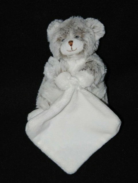 Peluche doudou ours brun blanc chiné les flocons BABY NAT' mouchoir 15 cm NEUF