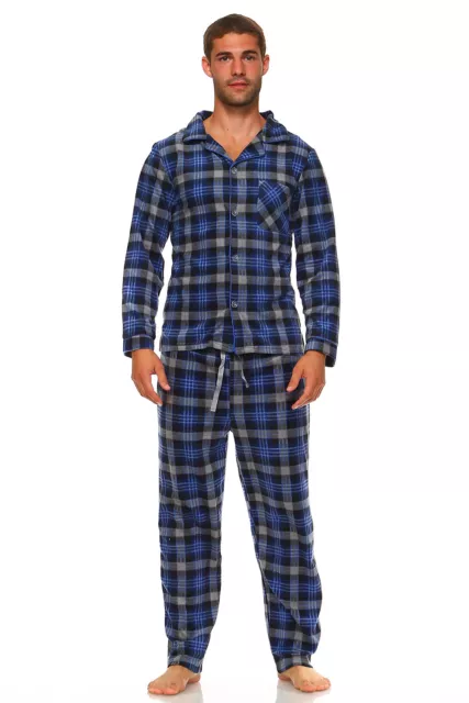 Men Fleece Pajama Set, Classic Premium Plaid Flannel Lounge Pajama Pant Set
