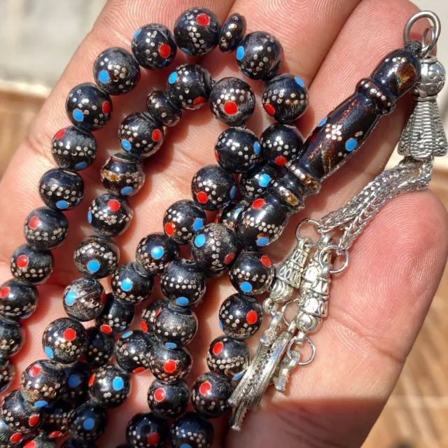 Antique 99 Prayer Beads Yemen Natural Black worry beads necklace يسر مكاوي 2