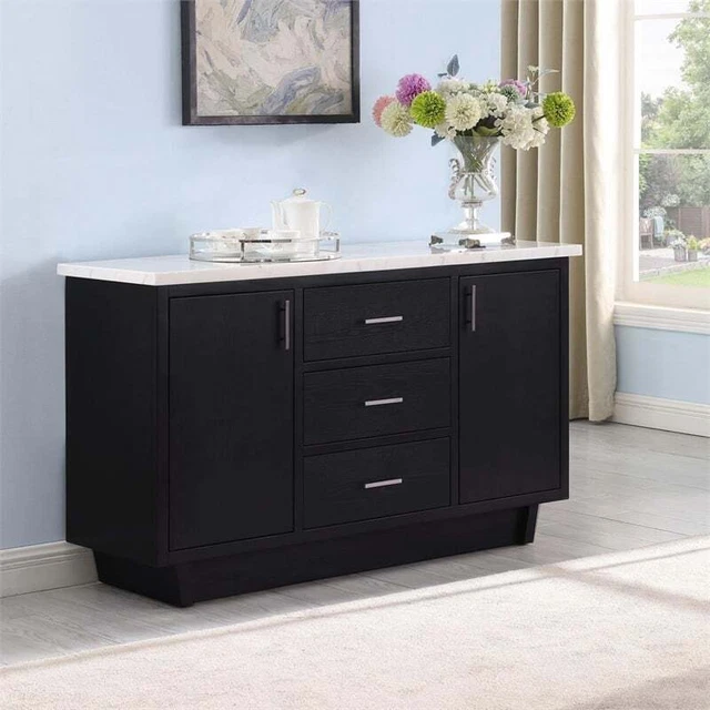 Coaster Sherry 3-drawer Marble Top Dining Sideboard Server White and Espresso